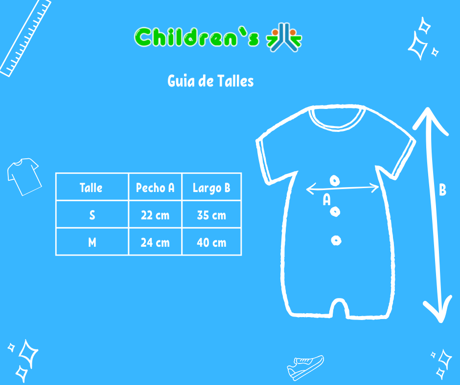 Guia de talles Enterito Batista De Algodon Con Alforza y Moño