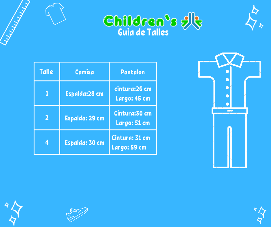 Guia de talles Conjunto Bautismo Pantalon y Camisa