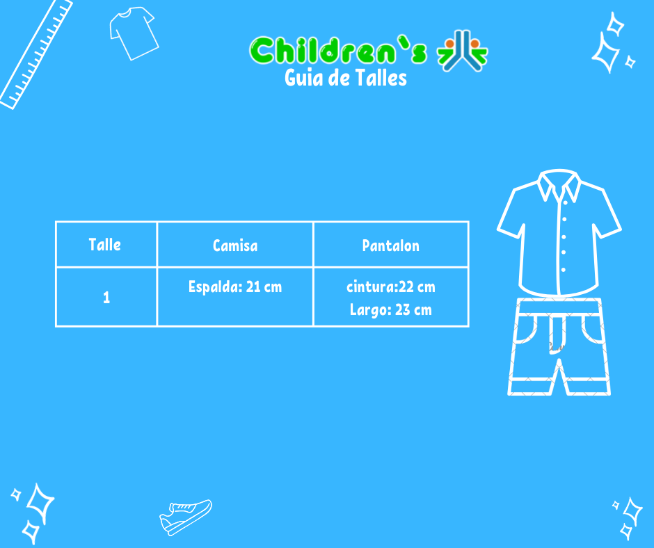 Tabla de talles — Conjunto Bautismo Short y Camisa Bordada Manga Corta
