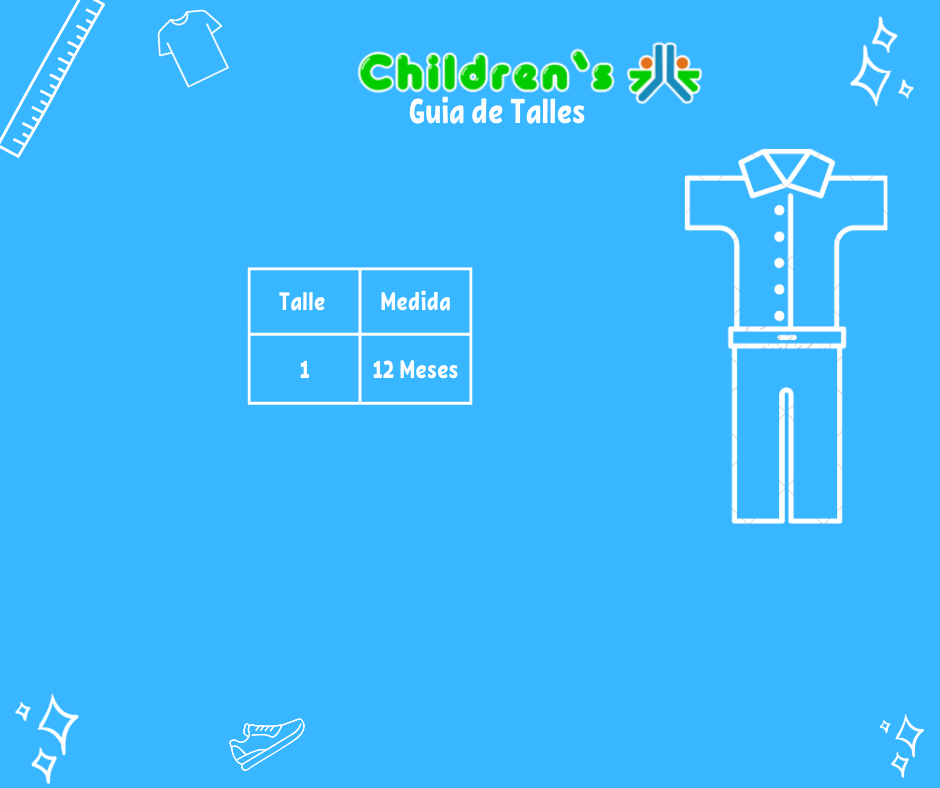 Guia de talles Conjunto Bautismo Jardinero y Camisa Manga Corta