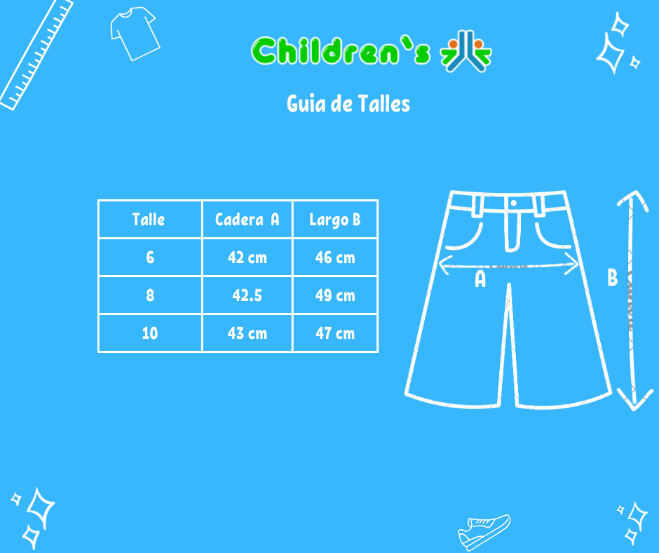 Guia de talles Bermuda Gabardina Con Cintura Elastizada Con Bolsillos Cargo