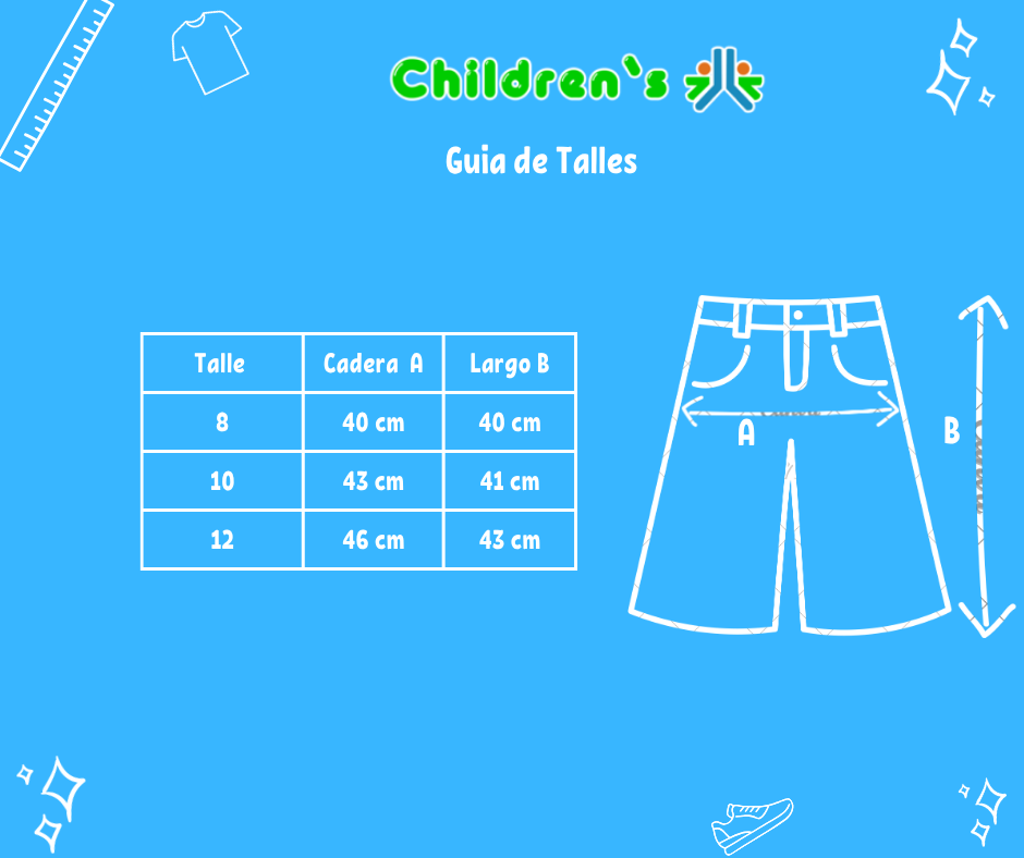 Guia de talles Bermuda Microfibra Tipo Cargo