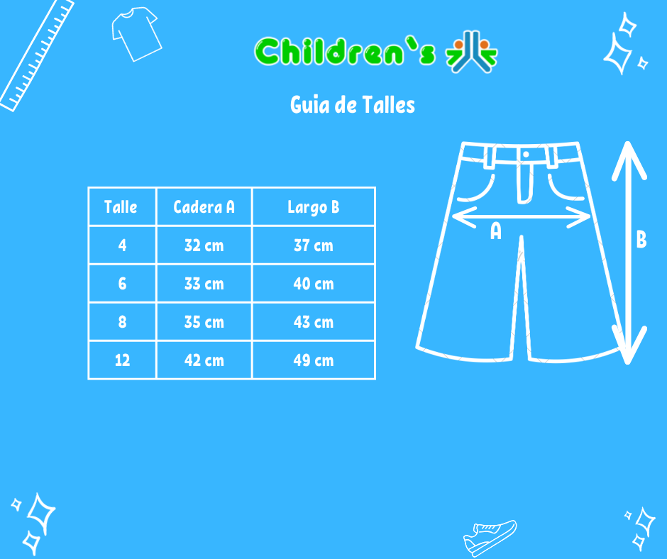 Guia de talles Bermuda de Gabardina Tipo Cargo