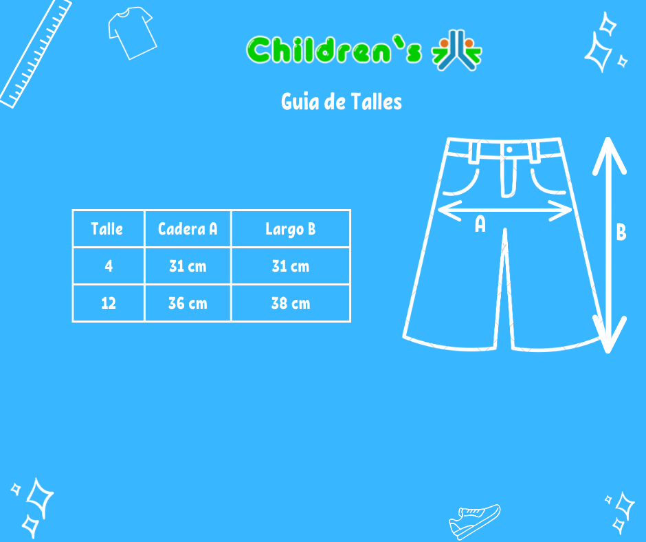 Guia de talles Bermuda Gabardina Con Cintura Elastizada