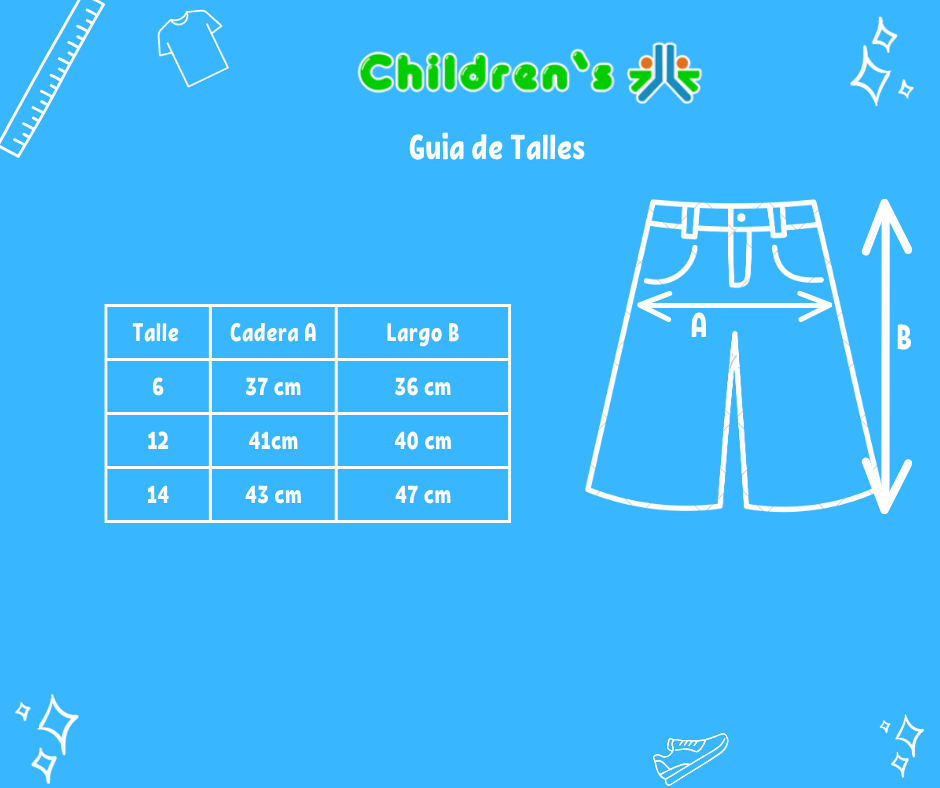 Guia de talles Bermuda Gabardina  Escoses