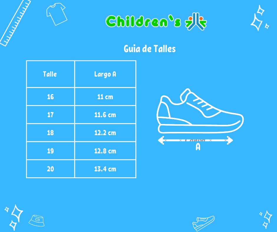 Guia de talles Zapatilla Ergonómica Elastizada