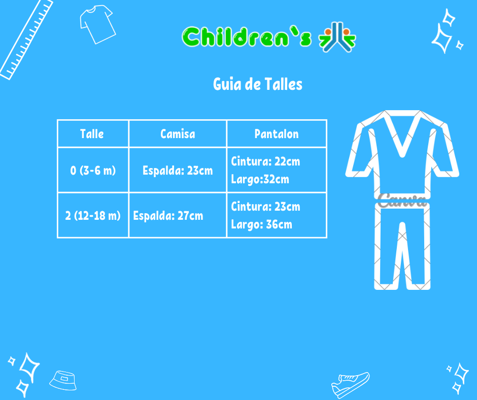 Guia de talles Conjunto Jardinero Corderoy y camisa de Viyela