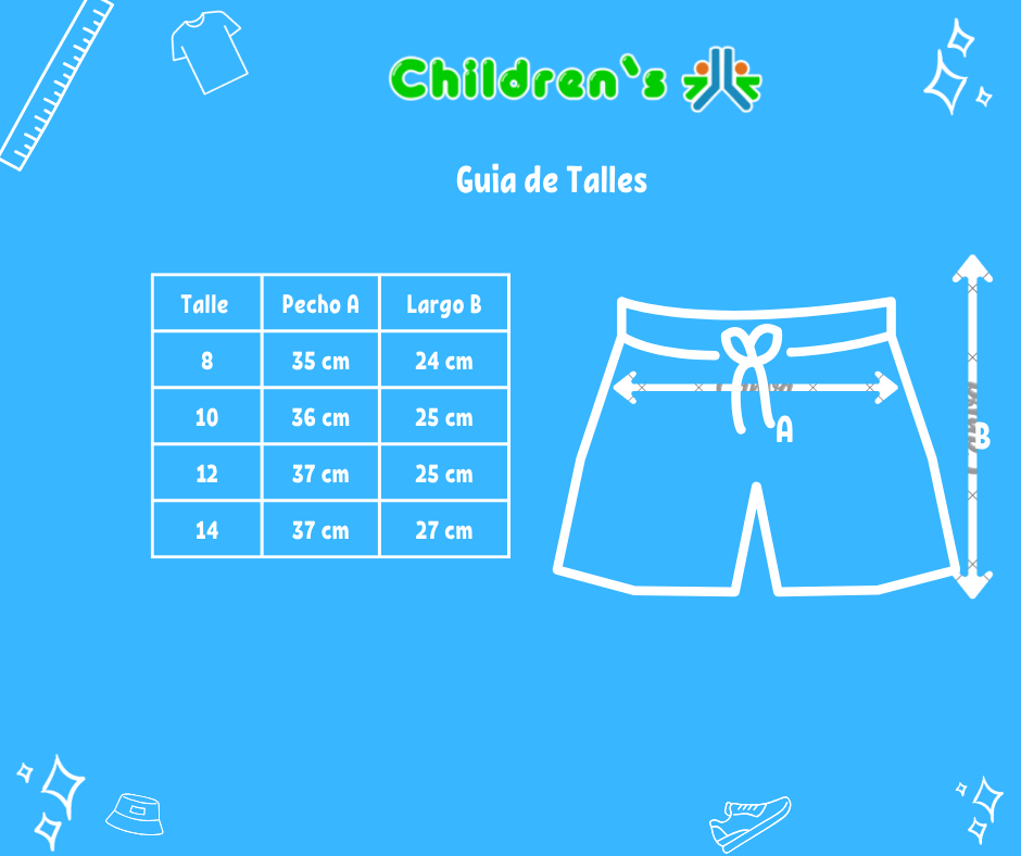 Guia de talles Short Algodon Texturado Cintura Regulable