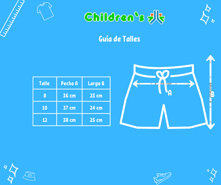 Guia de talles Short Towell Toalla Rayado Cintura Regulable