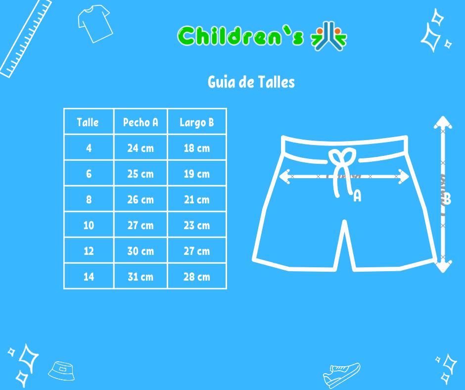 Guia de talles Short Towel Toalla Bordada Cintura Regulable