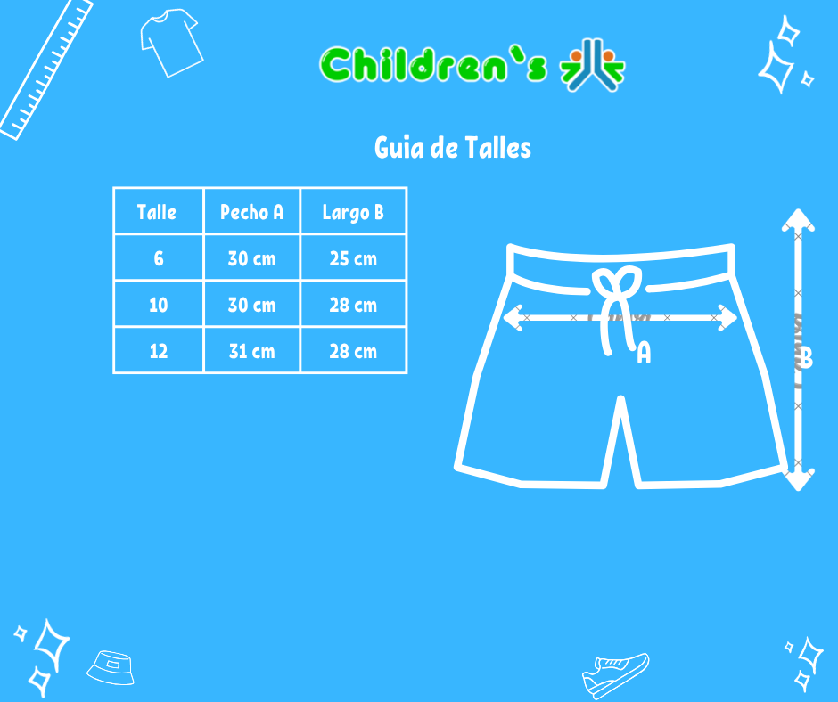 Guia de talles Short Algodon Rustico Con Cintura Regulable