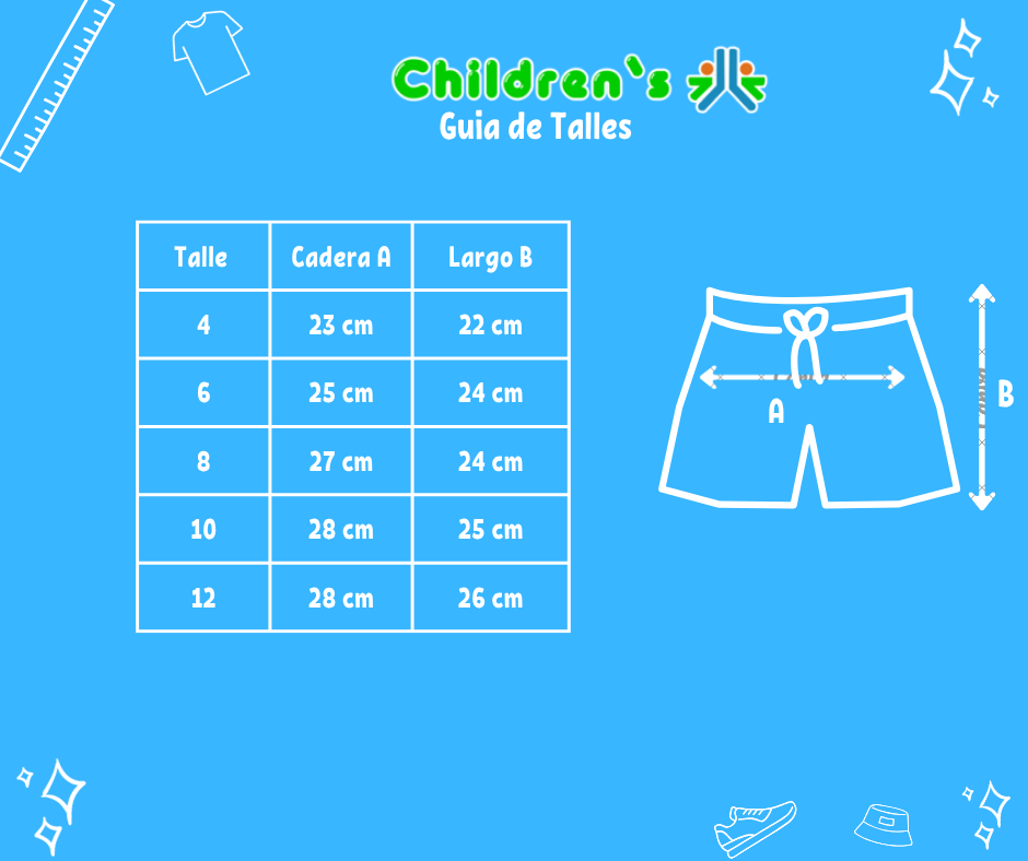 Guia de talles Short  Algodon Rustico Con Cintura Elastizda