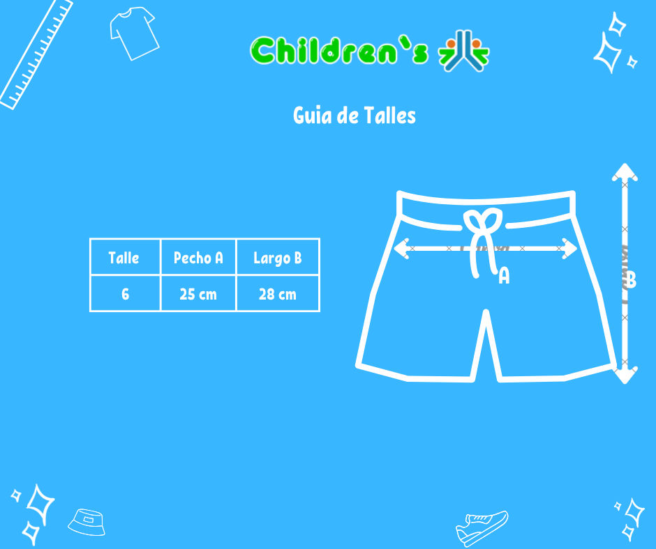 Guia de talles Short Algodon Rustico Con Cintura Elastizada