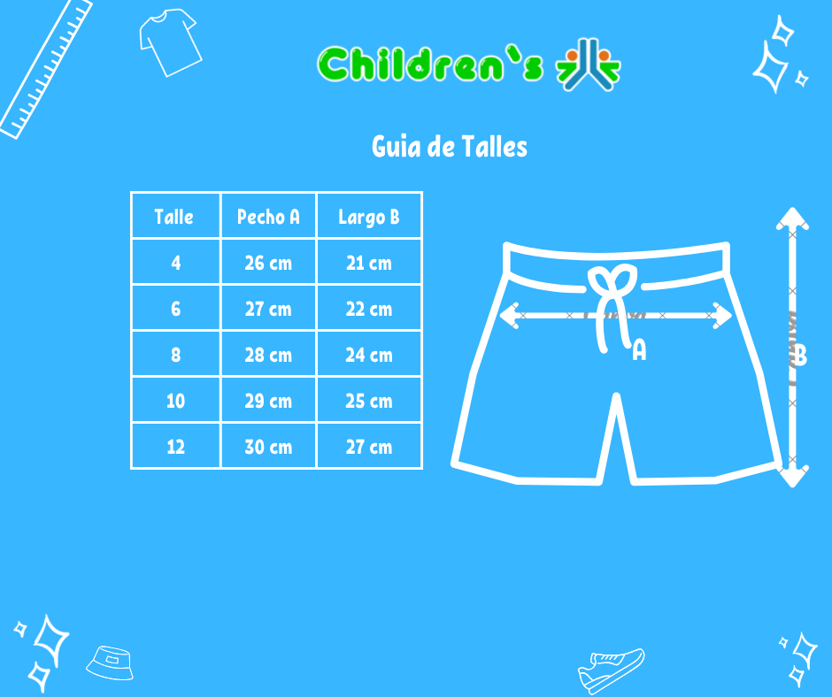 Guia de talles Short Algodon Rustico Con Cintura Regulable