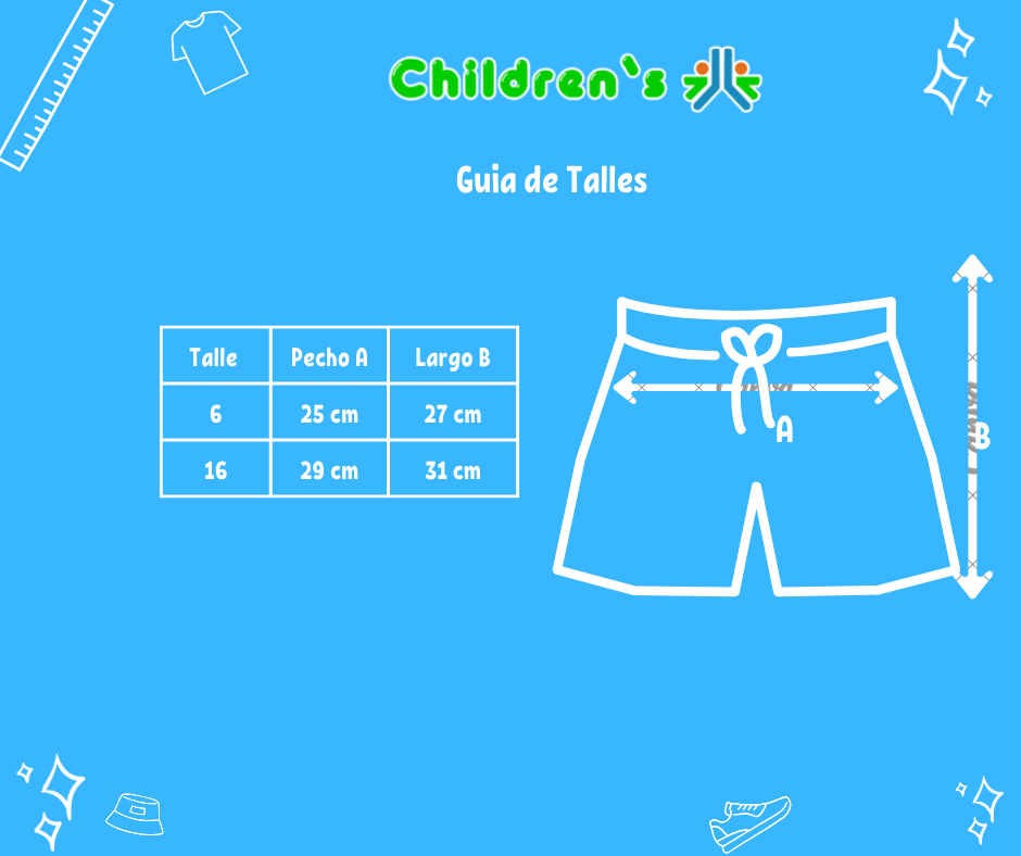 Guia de talles Short Algodon Rustico Con Cintura Regulable