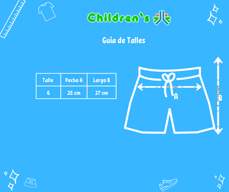 Guia de talles Short Algodon Rustico Con Cintura Regulable