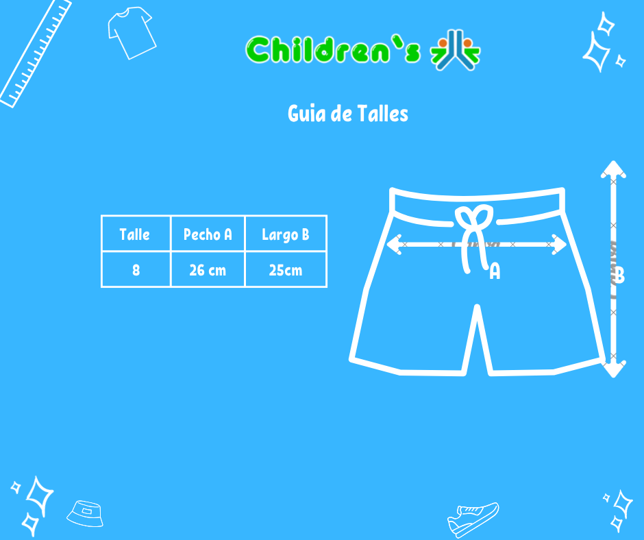 Guia de talles Short Algodon Rustico Con Cintura Regulable