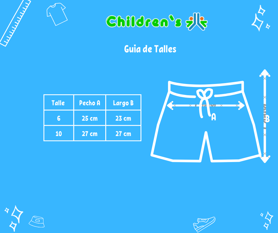 Guia de talles Short Algodon Rustico Con Cintura Regulable