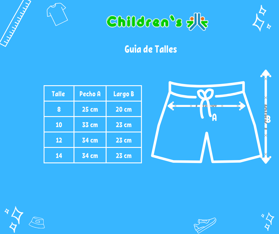 Guia de talles Short Algodon Rustico Con Cintura Regulable