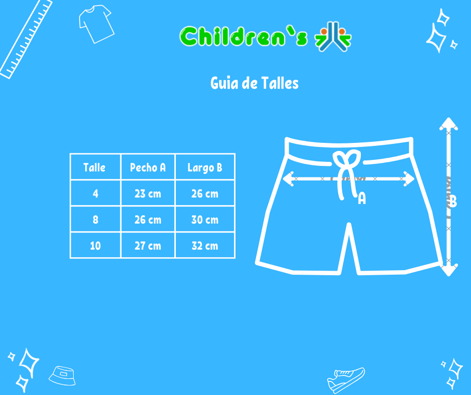 Guia de talles Short Algodon Pique Con Cintura Elastizada