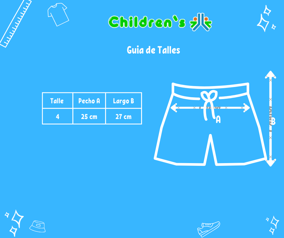 Guia de talles Short Algodon Estampado Cintura Elastizada