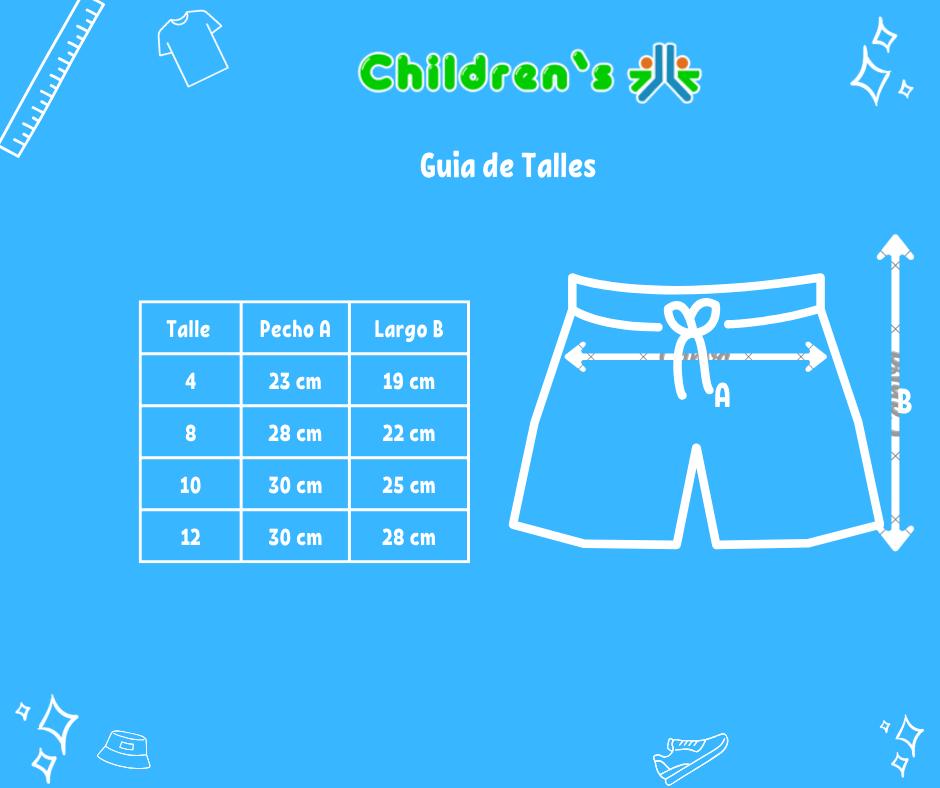 Guia de talles Short Towel Toalla Rayado Cintura Regulable