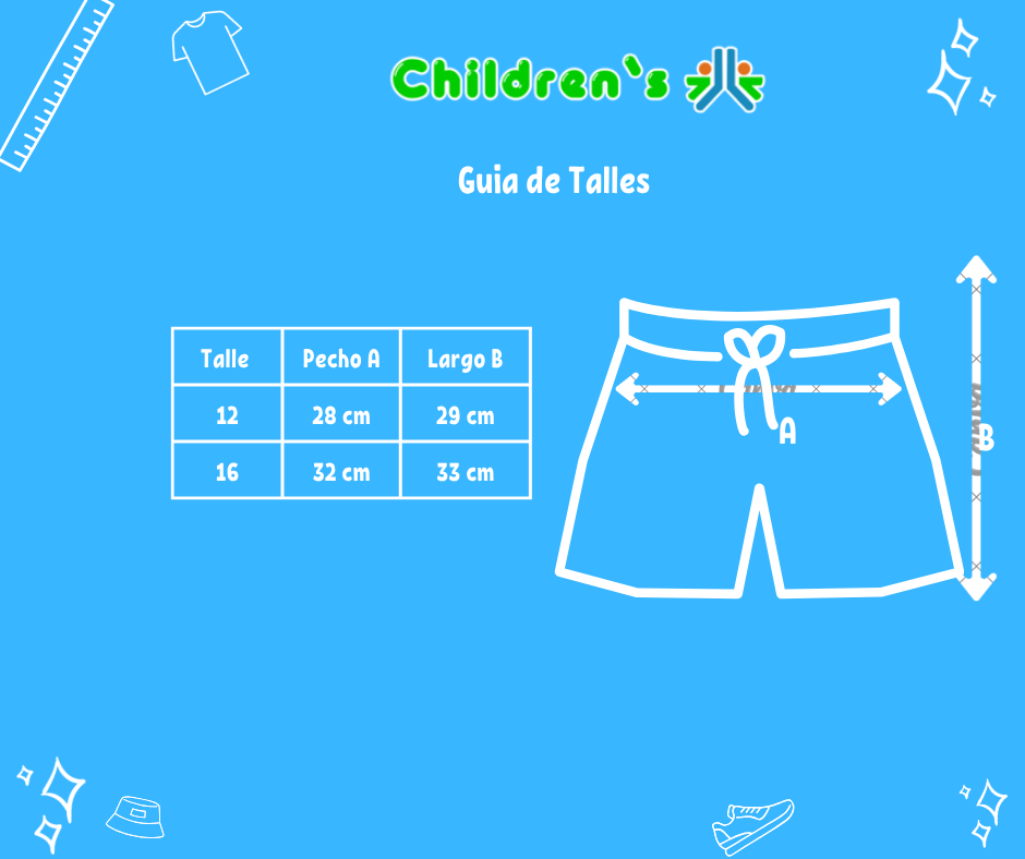 Guia de talles Short Algodon Rustico Con Cintura Elastizada