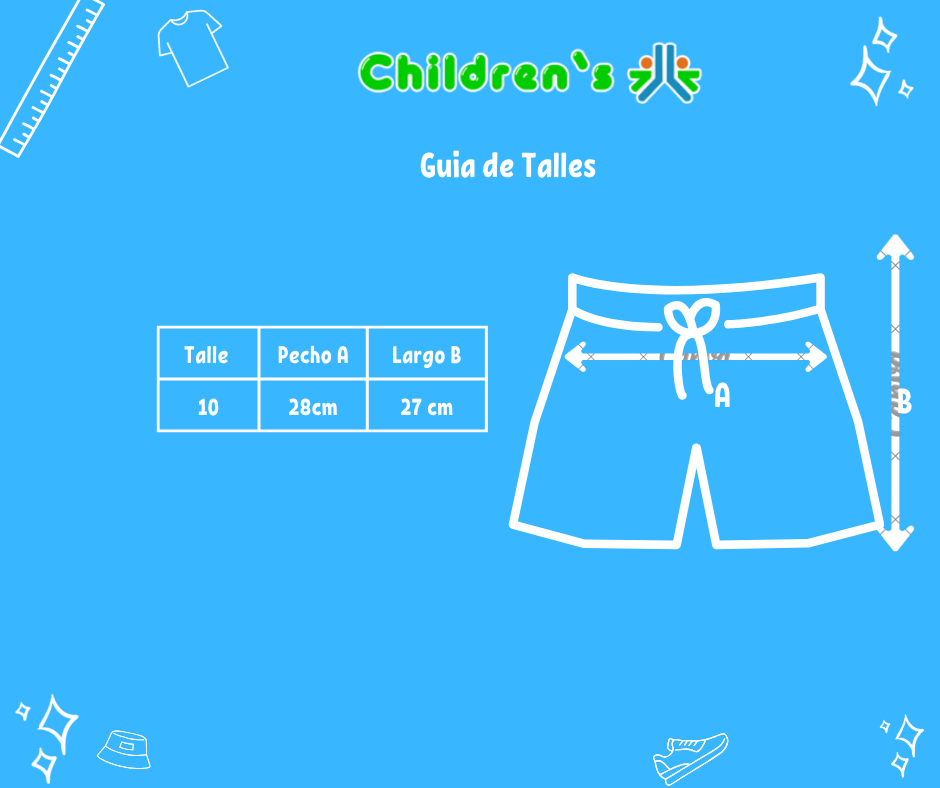 Guia de talles Short Algodon Estampado Cintura Elastizada