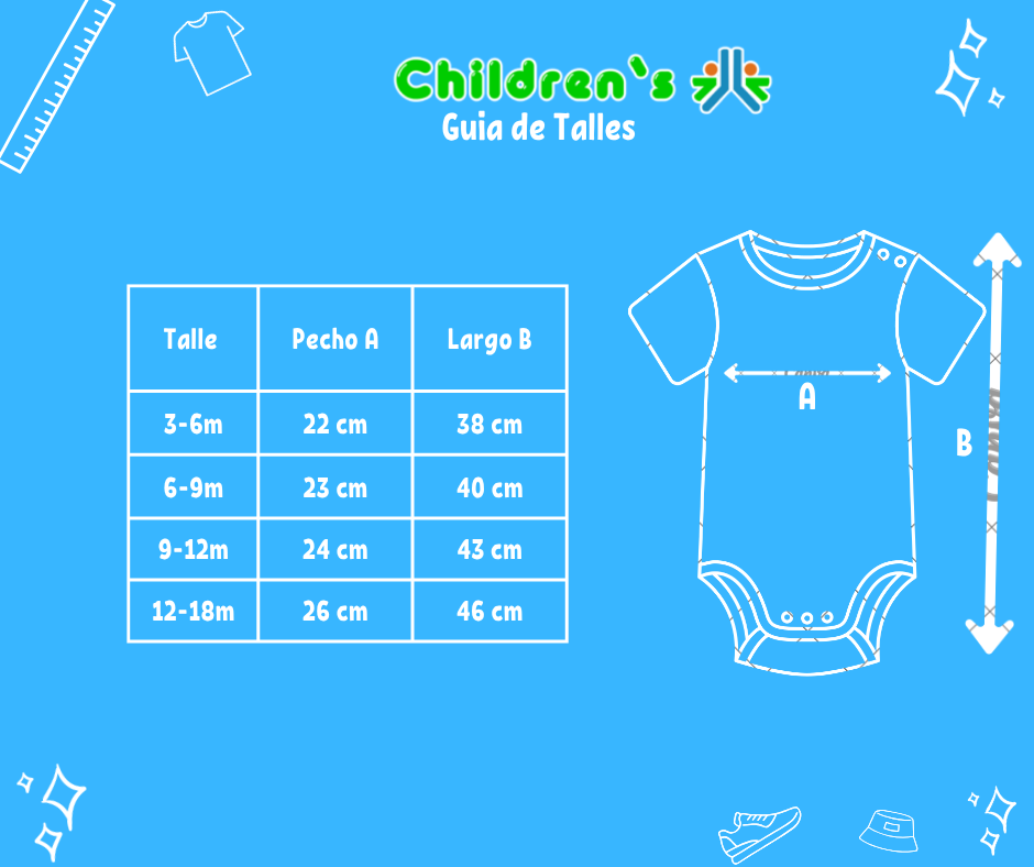 Guia de talles Body Algodon Manga Corta Estampado