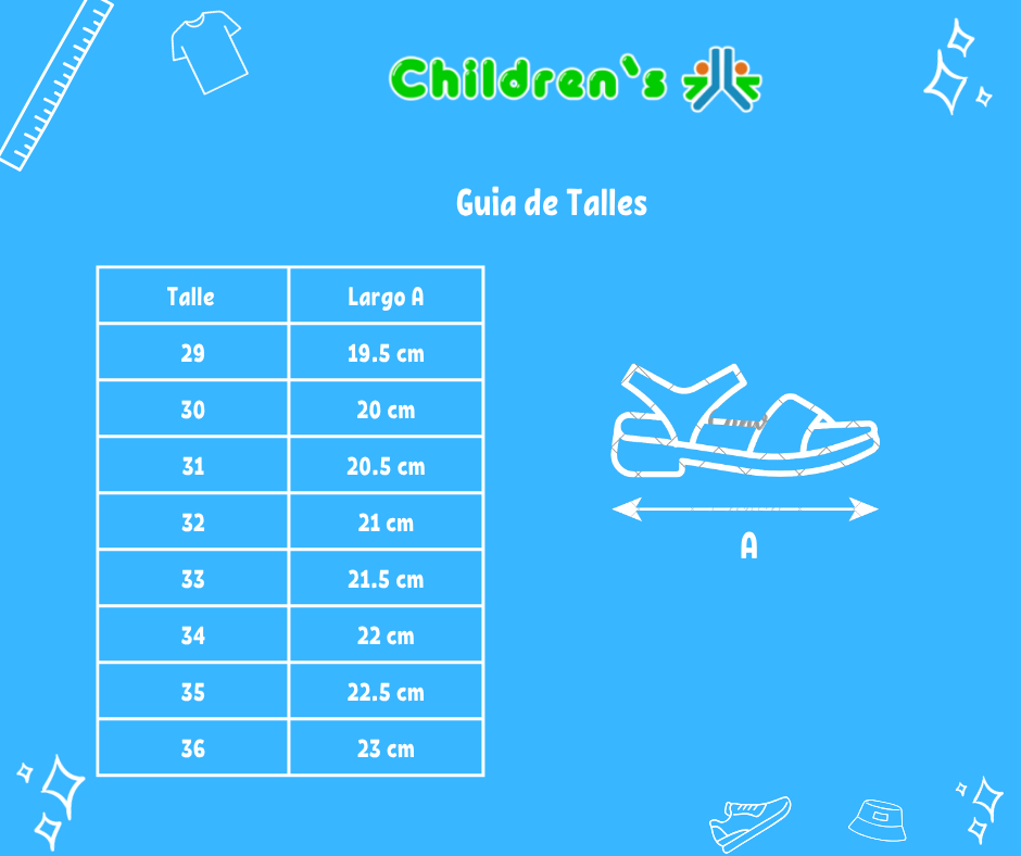 Guia de talles Sandalia Strass Pullman Liviana