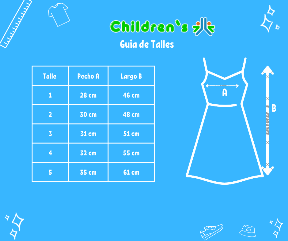 Guia de talles Vestido Sin Manga Plumeti