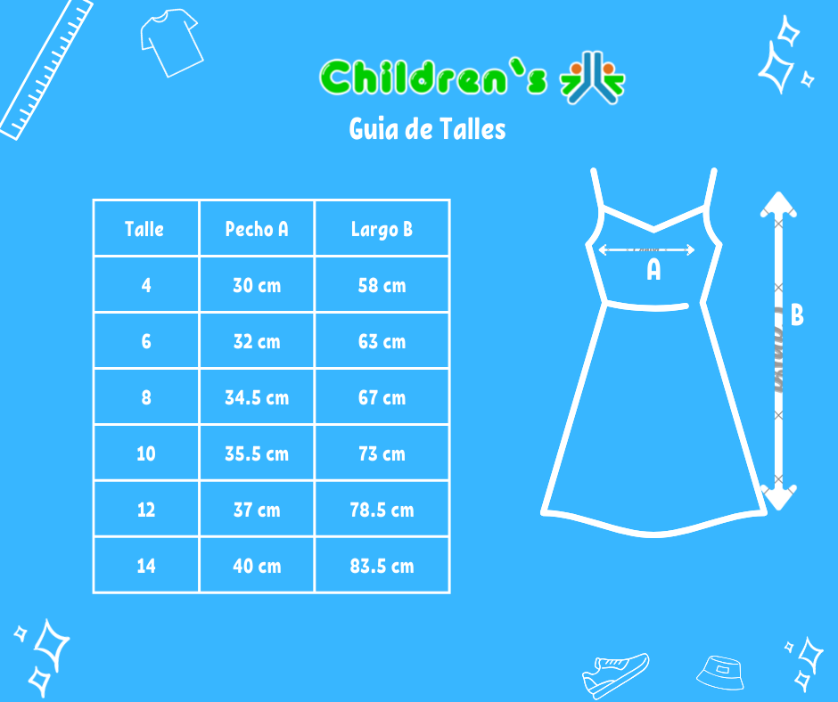 Guia de talles Vestido Sin Manga Agodon Estampado