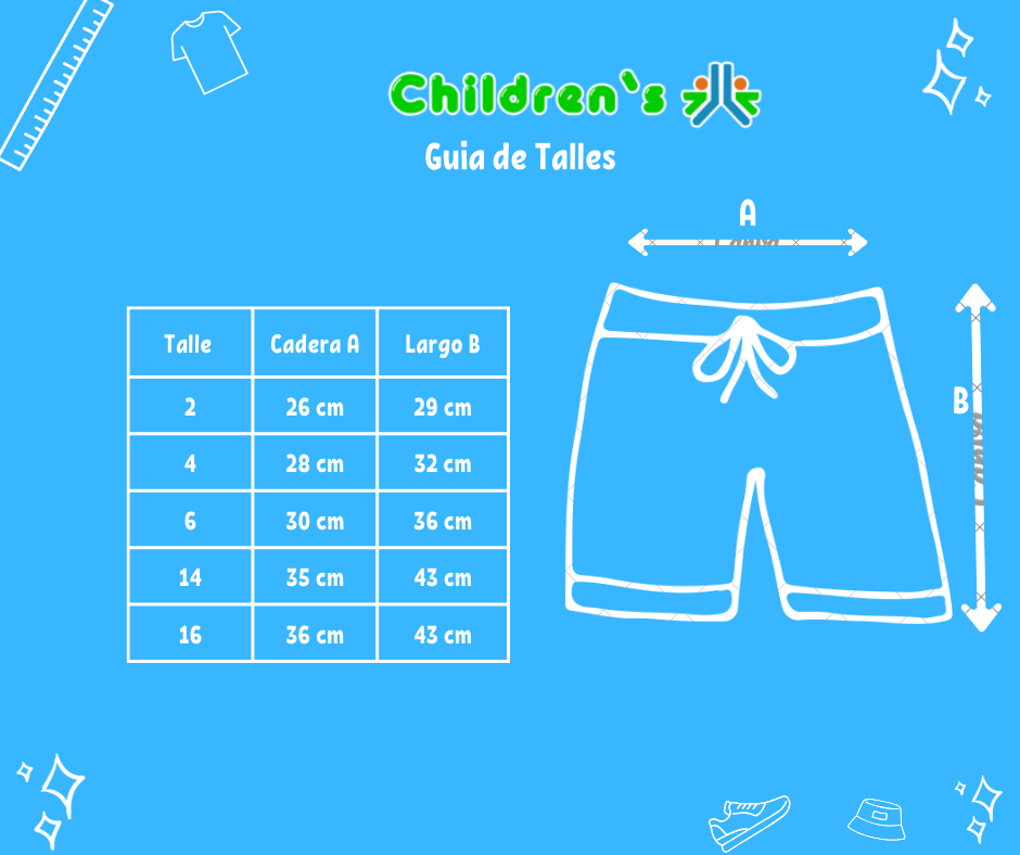 Guia de talles Short de Baño Microfibra Con Cintura Regulable y Bolsillos Laterales