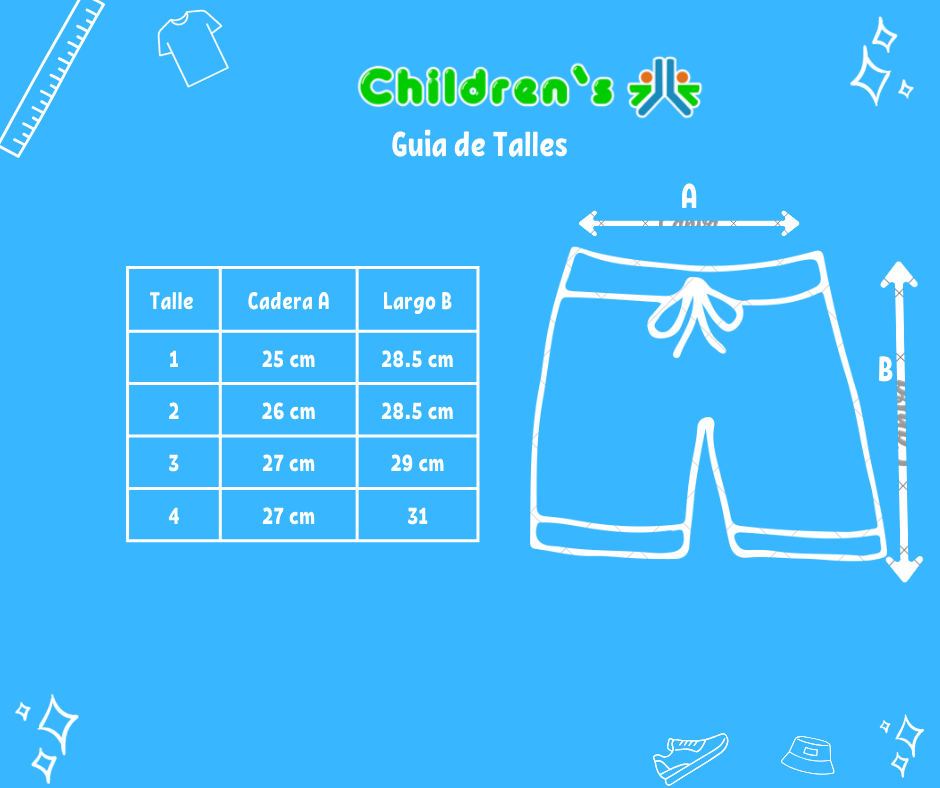 Guia de talles Short de Baño Microfibra Con Cintura Elastizada