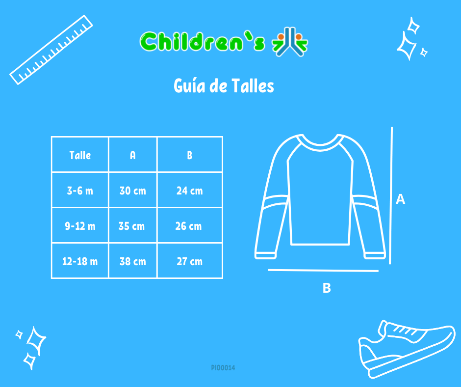 Guia de talles Remera Manga Larga Estampa Leon