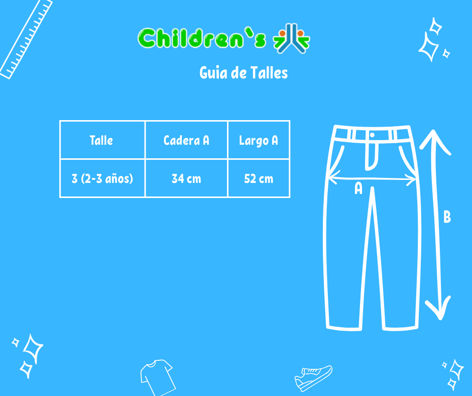 Guia de talles Pantalon Sarga con pinza