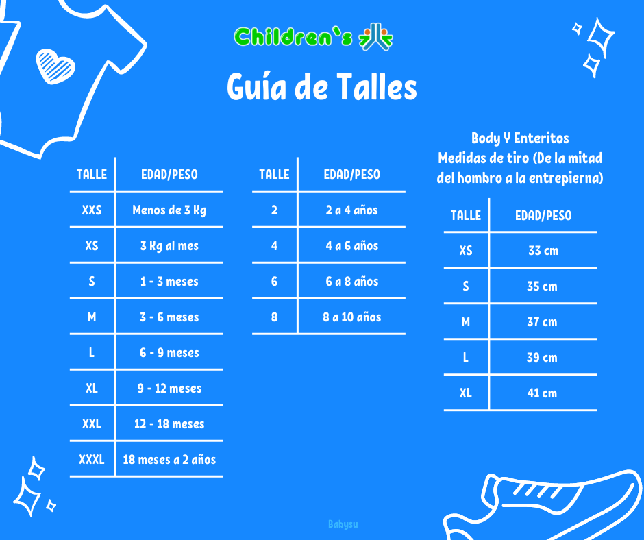 Guia de talles Enterito Plush Cuello Floreado