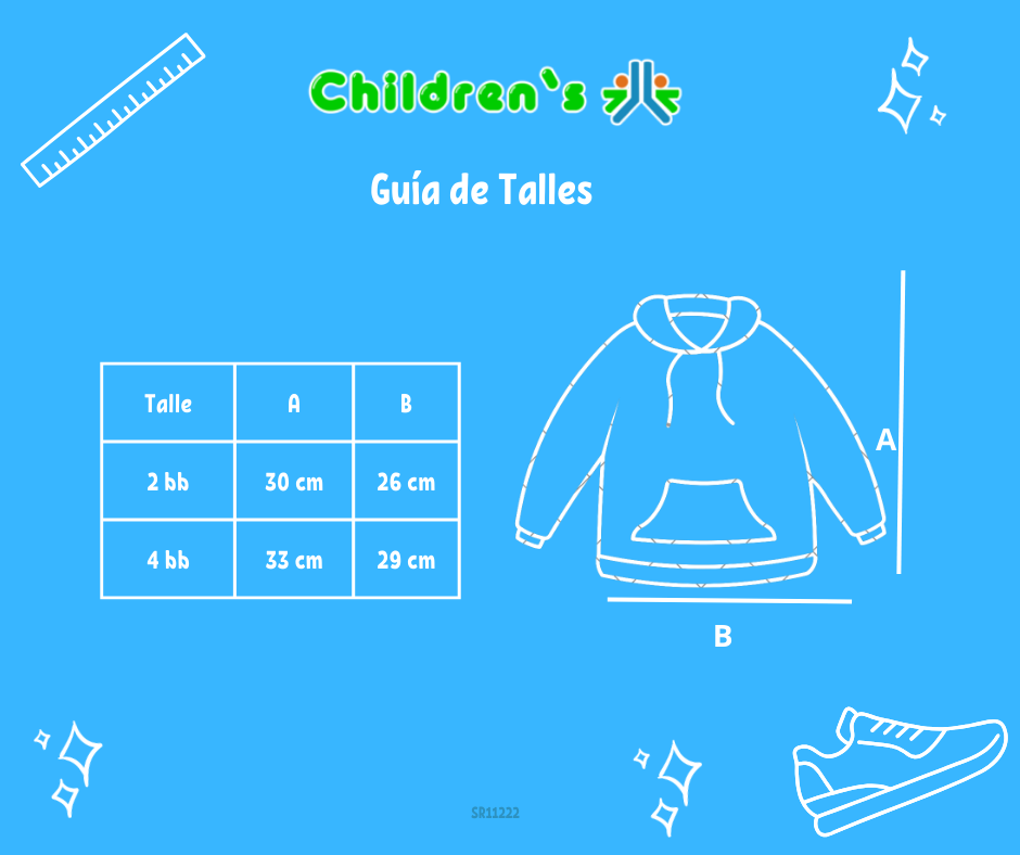 Guia de talles Buzo Frizado Estampado de Corazones con Capucha