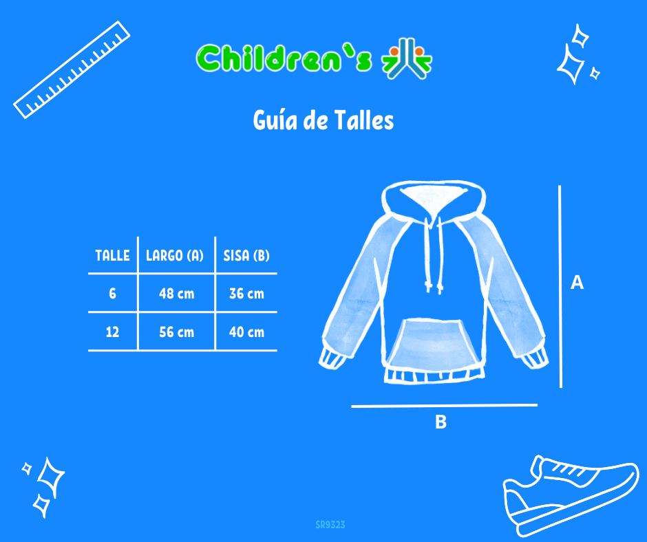 Guia de talles Buzo Frizado  Estampado con Corazones con Capucha Forrada