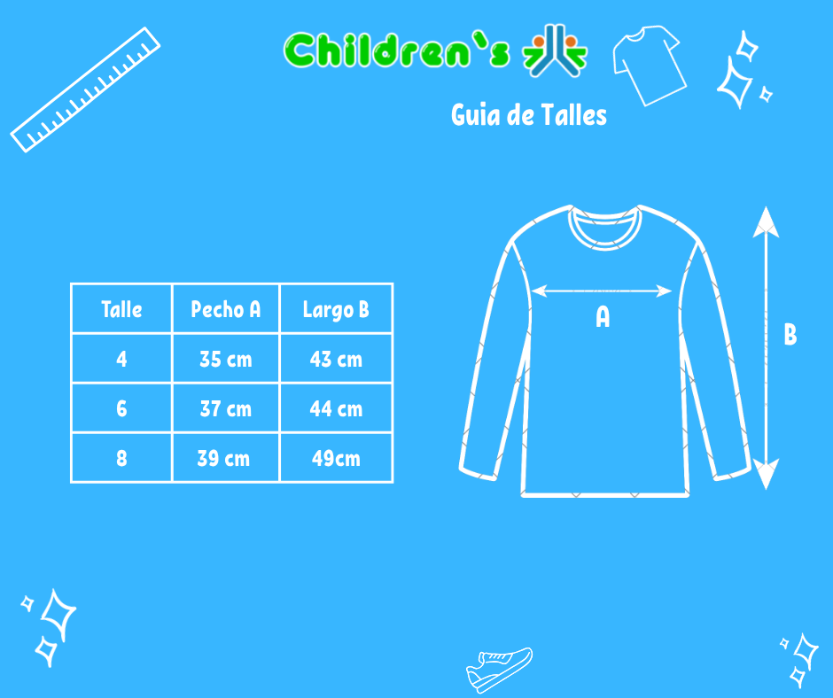 Guia de talles Buzo Frizado Soft con Capucha Estampado Letras