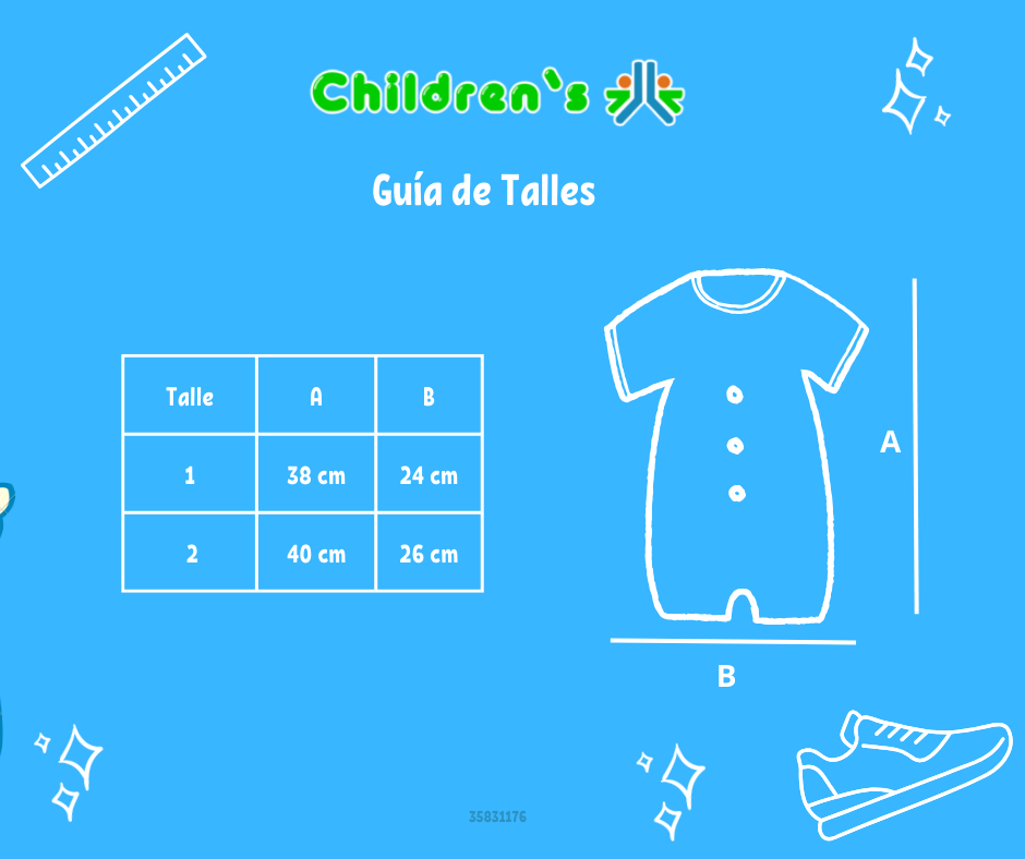 Guia de talles Enterito Babucha batista con alforza y cuello bordado