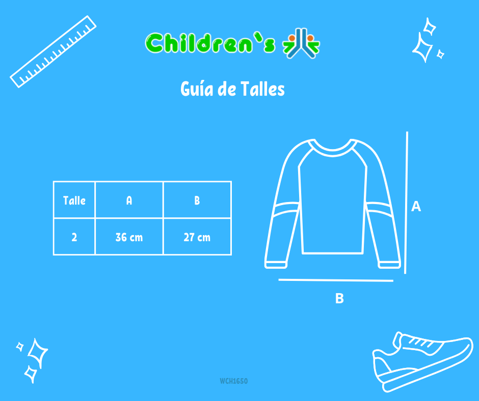 Guia de talles Remera Bebe con Puños dinosaurios