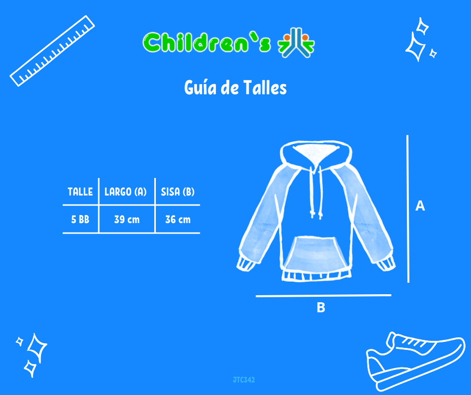 Guia de talles Buzo Frizado Estampado con Capucha