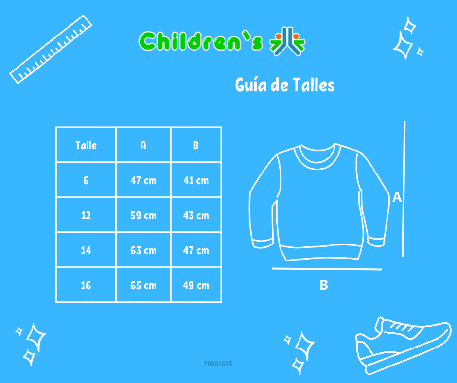 Guia de talles Buzo Friza Escote V con Capucha Estampado