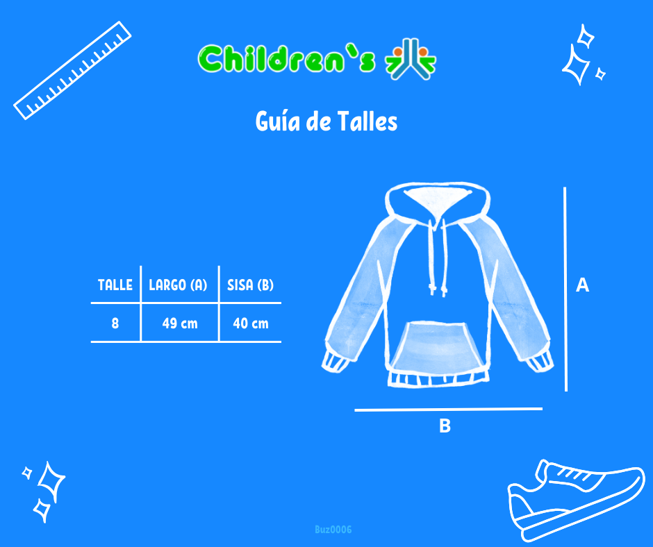 Guia de talles Buzo  Frizado con Capucha Estampado Mickey Mouse