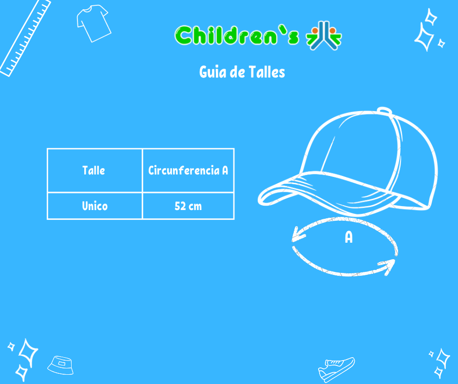 Guia de talles Gorro Cap Visera Gorra Cars Regulable