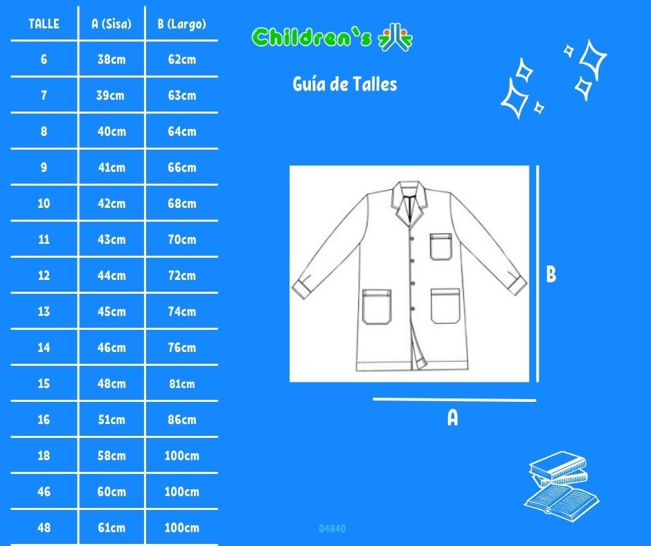 Guia de talles ARGENTEXTIL Guardapolvo HOMBRE con Broche