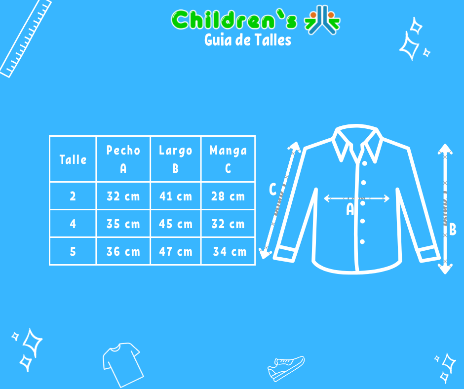 Guia de talles Camisa Mancha Larha Vichy Rayada
