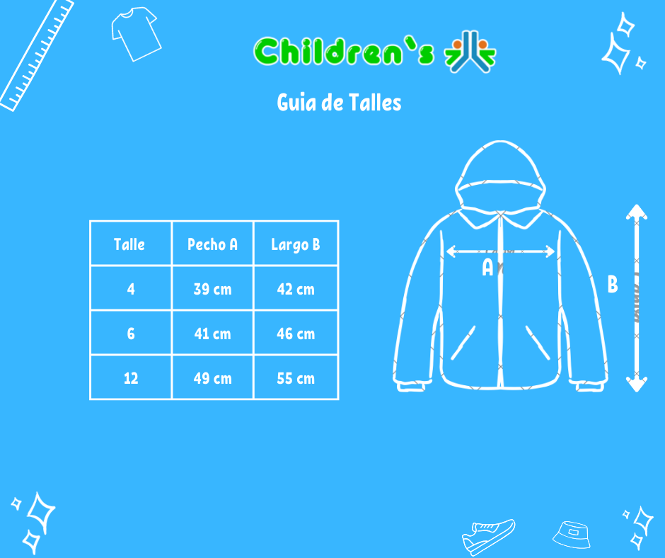 Guia de talles Campera Rustica A Cuadros Con Cierre