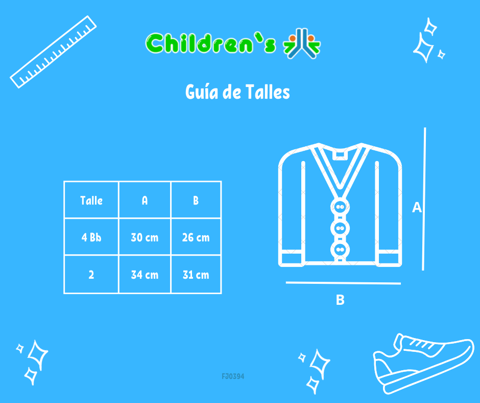 Guia de talles Cardigan Saquito de Cashmilon Liso